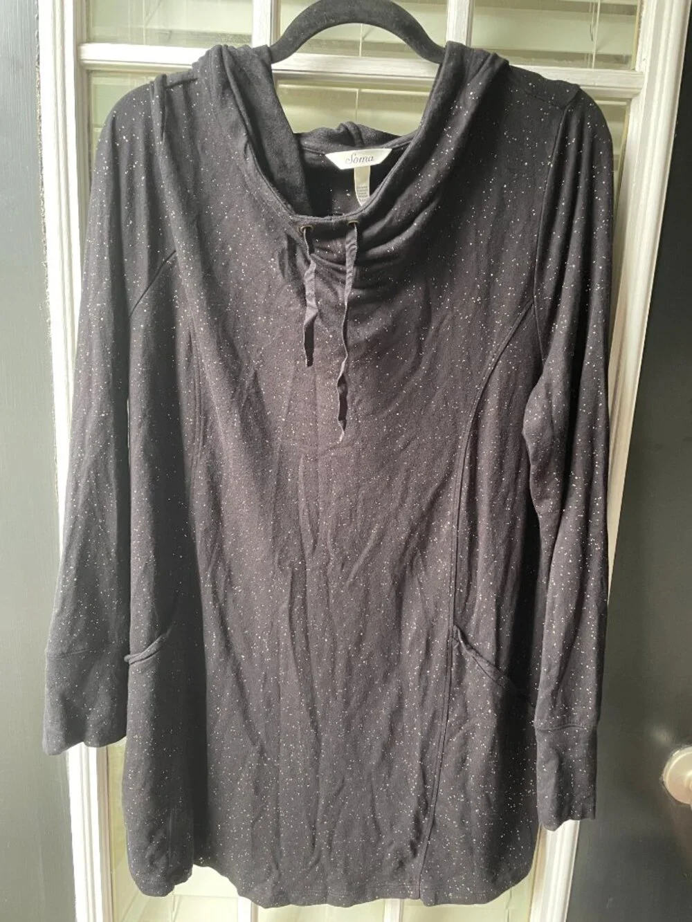 Soma French Terry Pullover Hoodie Black Glittered